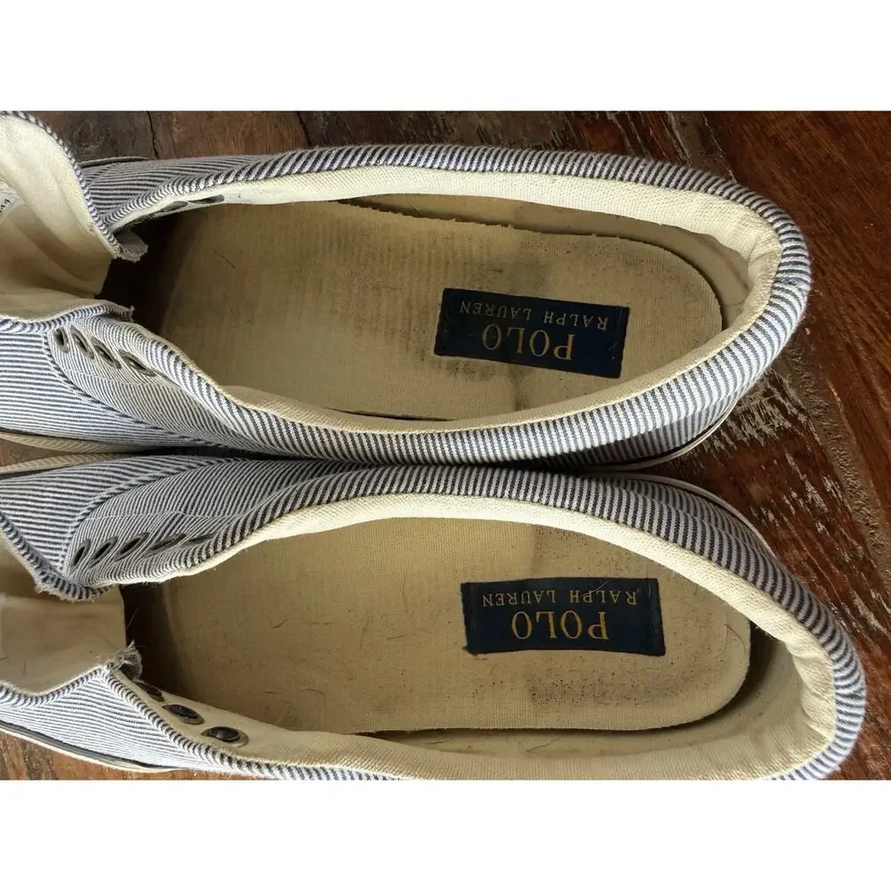 Polo Ralph Lauren Forestmont II Men’s 9D Pinstripe Canvas Low Top Sneakers Navy
